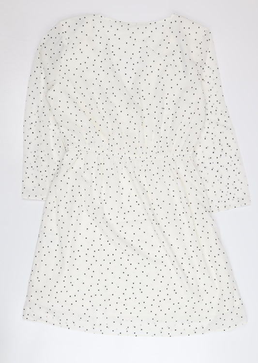 H&M Maternity White Polka Dot Wrap Dress M