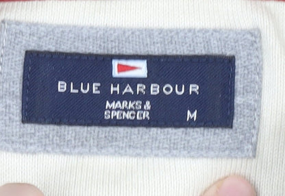 Marks and Spencer Men's Beige Striped Polo Shirt M