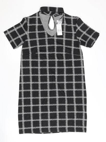 Select Women's Black Check Shift Dress, Size 8