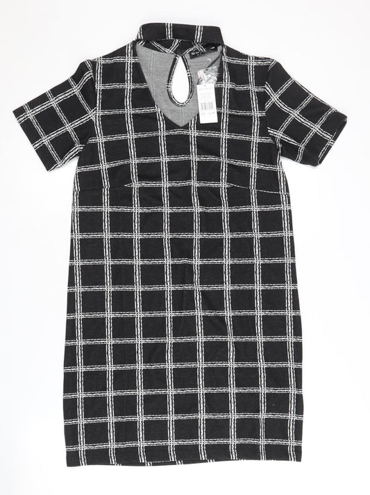 Select Women's Black Check Shift Dress, Size 8
