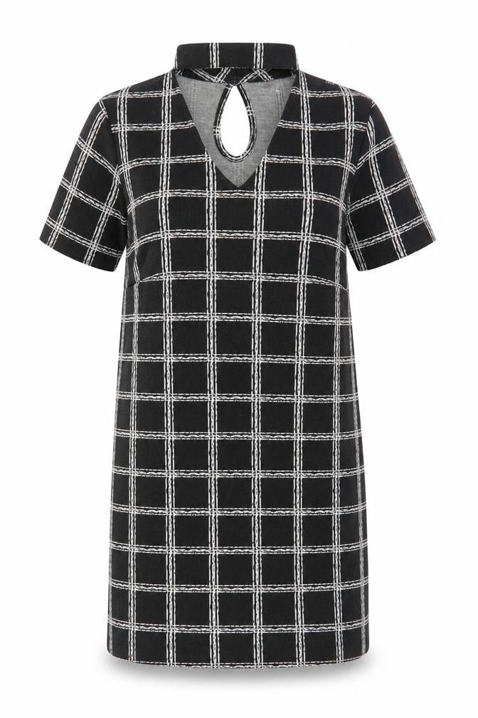 Select Women's Black Check Shift Dress, Size 8