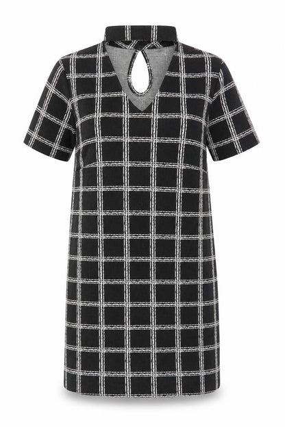 Select Women's Black Check Shift Dress, Size 8