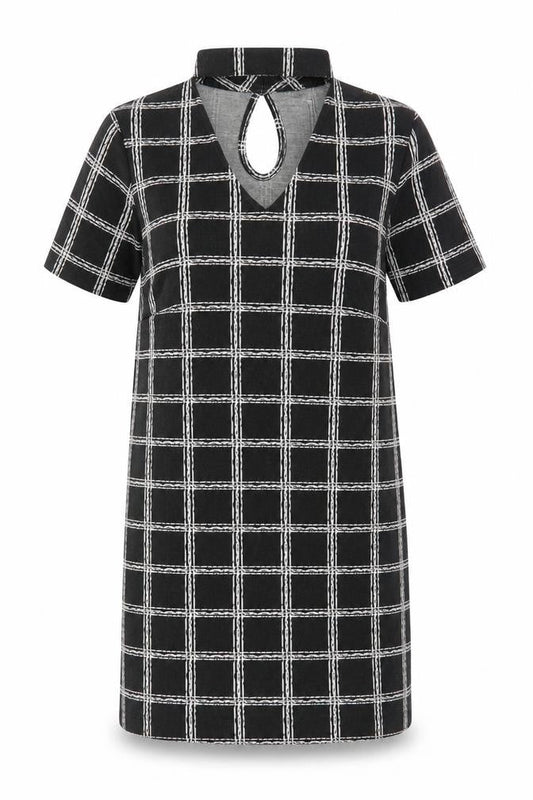 Select Women's Black Check Shift Dress, Size 8
