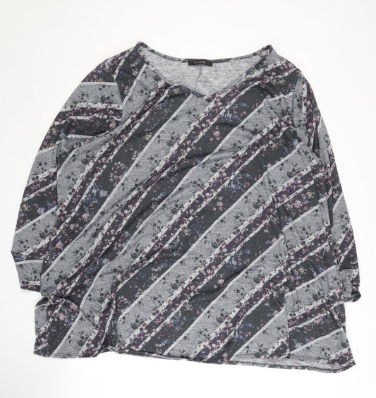 Evans Women's Plus Size Floral Grey Jumper 30/32
