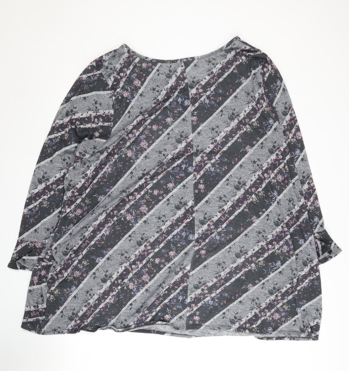 Evans Women's Plus Size Floral Grey Jumper 30/32