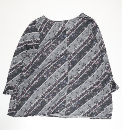Evans Women's Plus Size Floral Grey Jumper 30/32