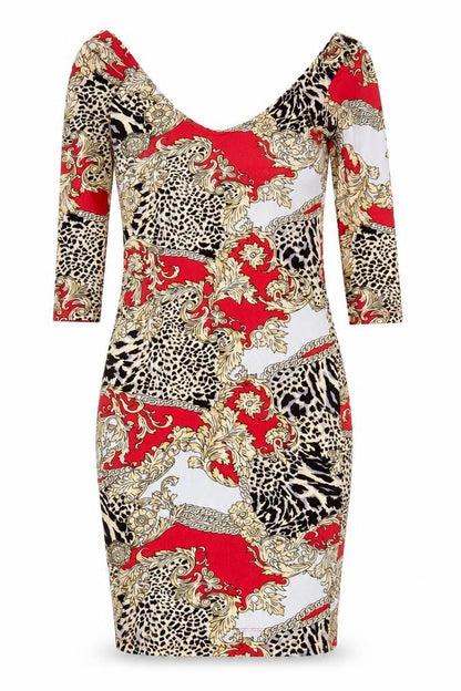 Motel Women's Multicoloured Scoop Neck Dress S