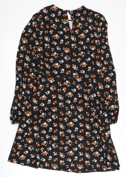 New Look Women's Black Floral A-Line Dress Size 12
