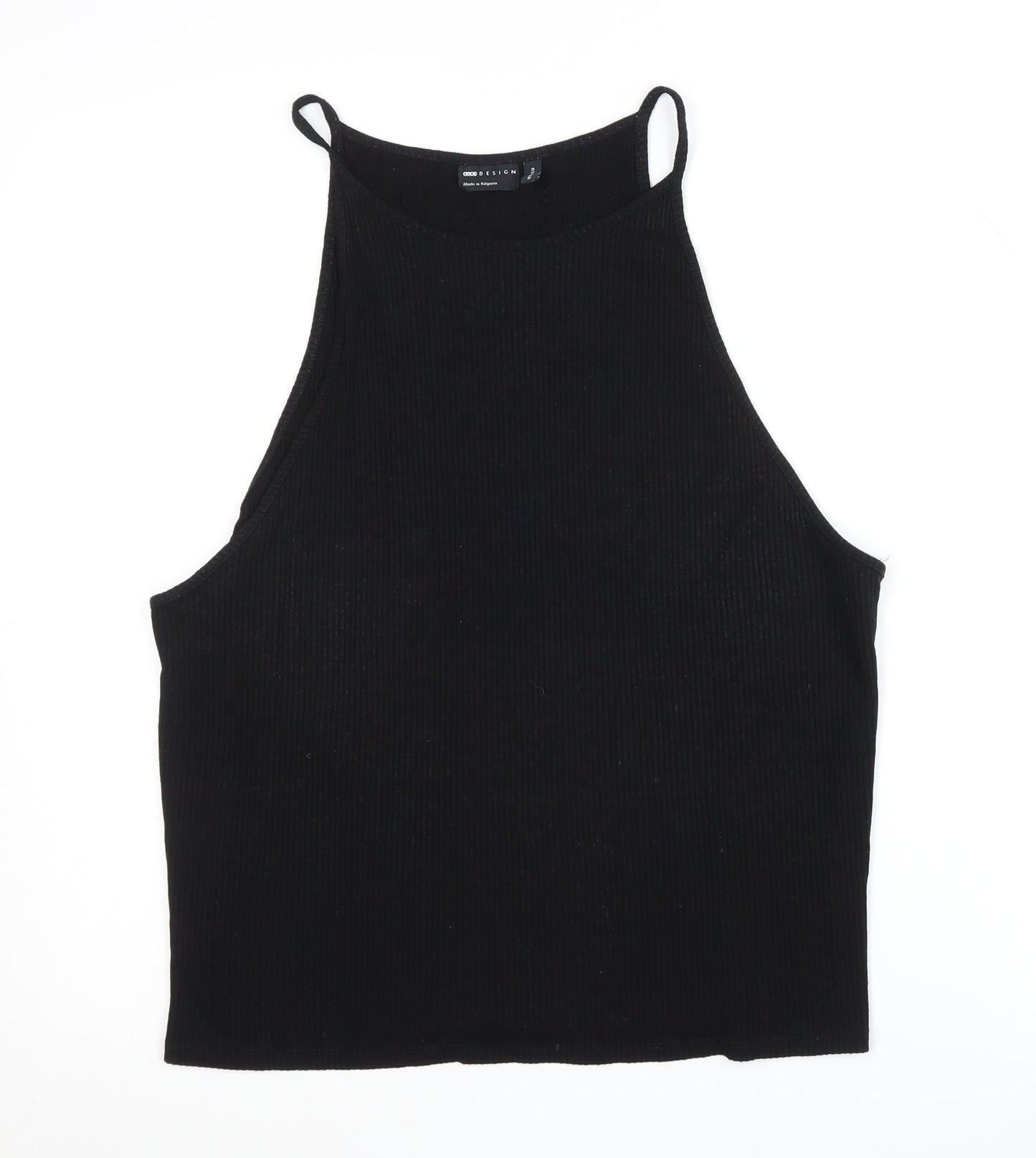 ASOS DESIGN Women's Black High Neck Tank Top