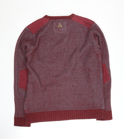 Soulstar Men's Red Acrylic Crew Neck Jumper M