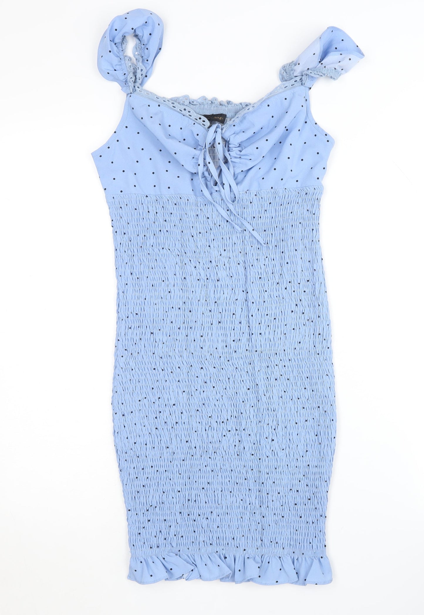 Love & Other Things Women's Blue Polka Dot Dress S