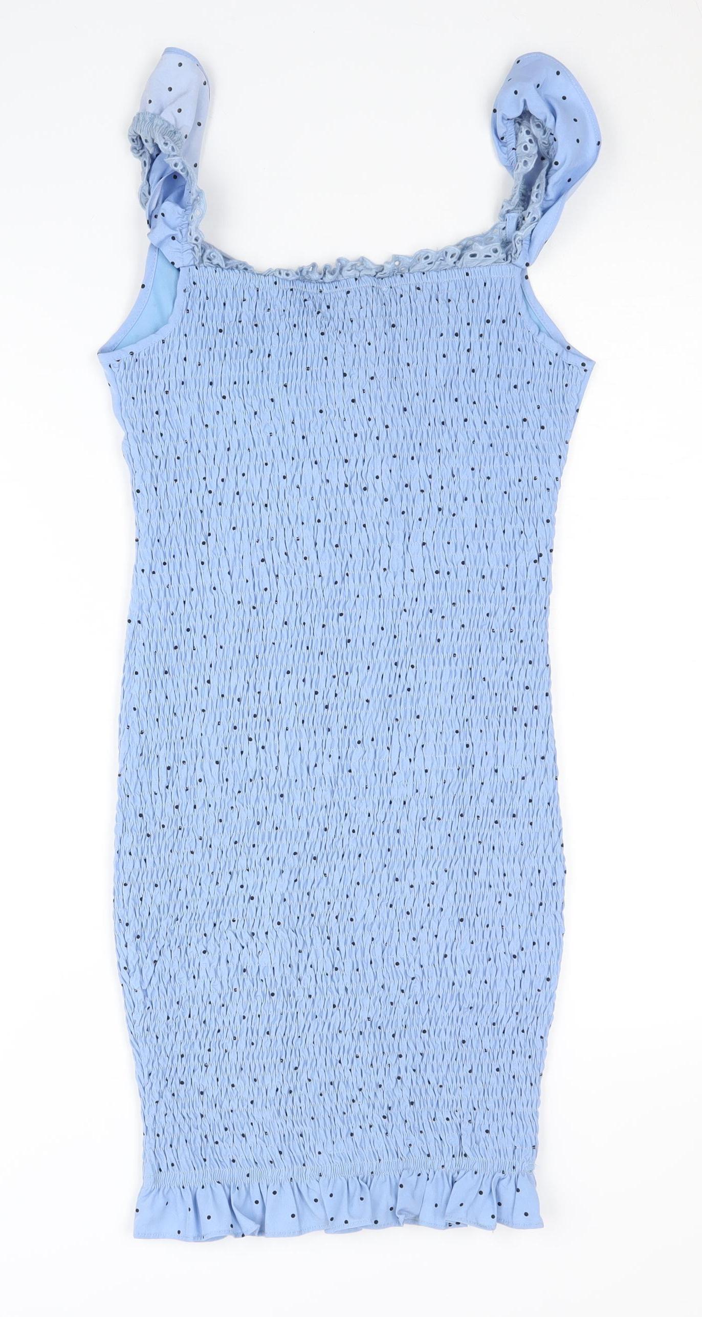 Love & Other Things Women's Blue Polka Dot Dress S