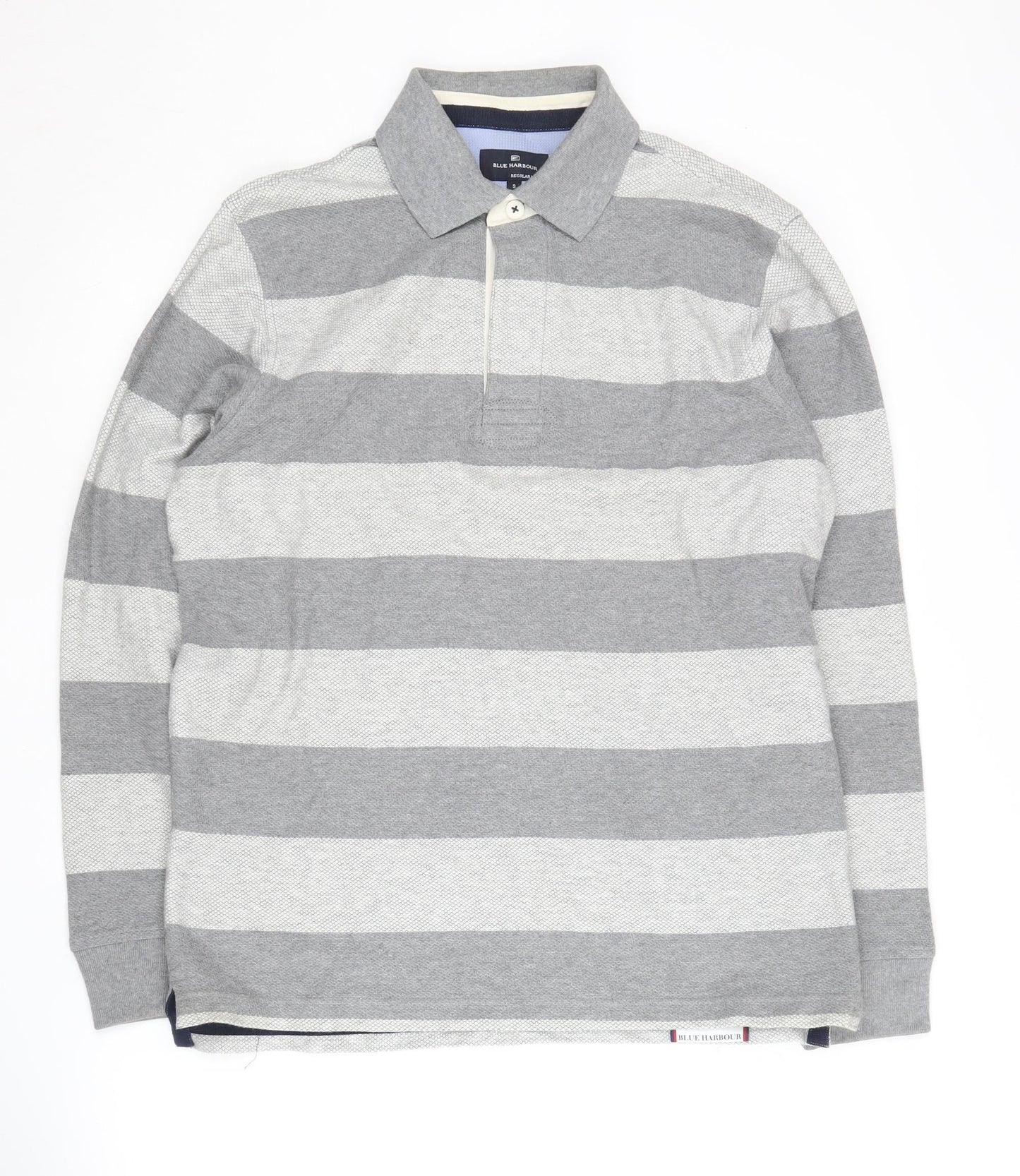 Blue Harbour Men's Grey Striped Polo Shirt S