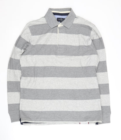 Blue Harbour Men's Grey Striped Polo Shirt S