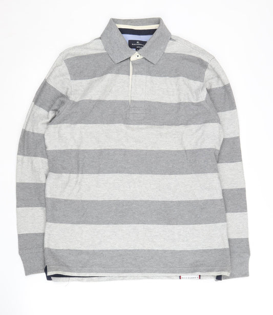 Blue Harbour Men's Grey Striped Polo Shirt S