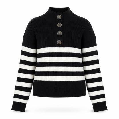 MNG Women's Black Striped Pullover Jumper S