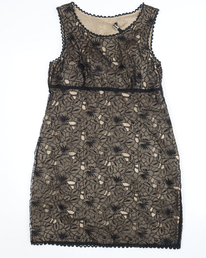 Oasis Women's Black Floral Sleeveless Dress Size 14