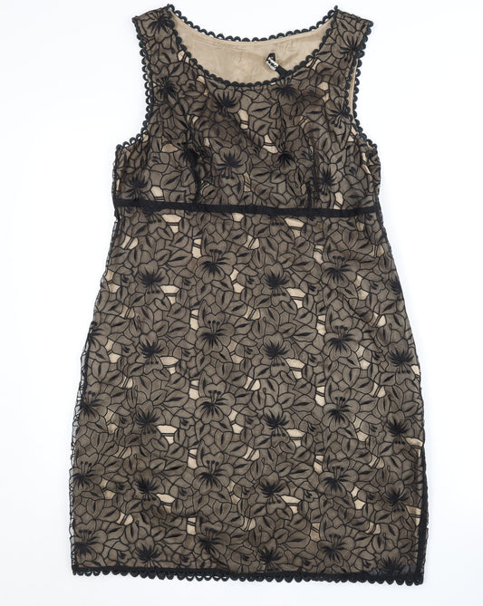 Oasis Women's Black Floral Sleeveless Dress Size 14