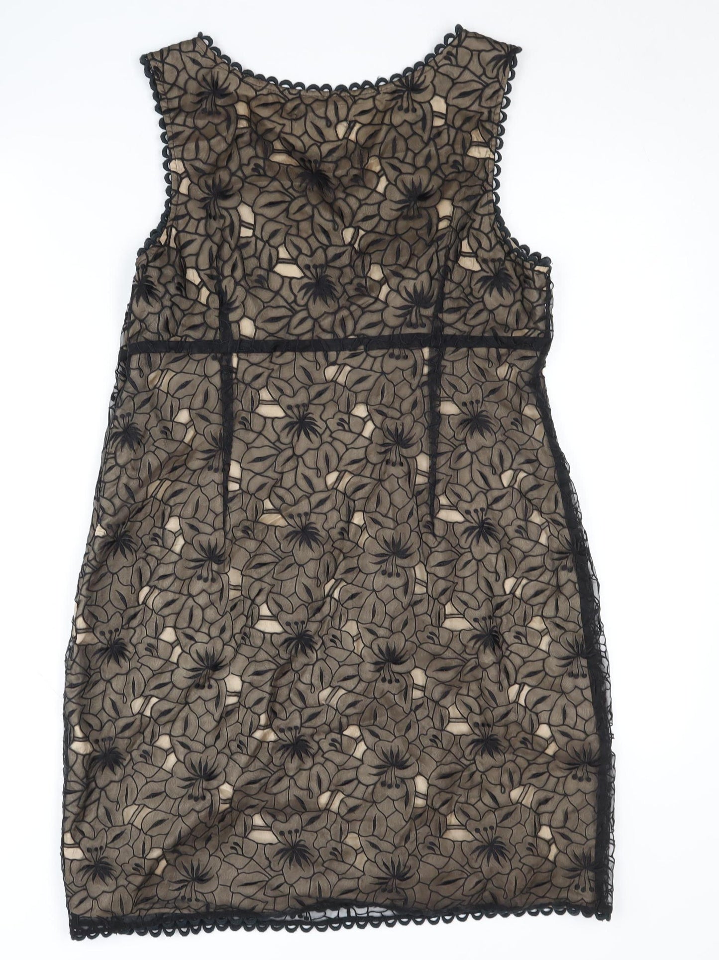 Oasis Women's Black Floral Sleeveless Dress Size 14