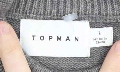 Topman Men's Grey Cable-Knit Pullover Jumper L