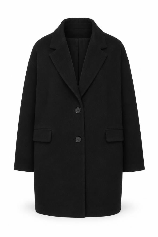 Womens UK Size XL Pull & Bear Black Overcoat