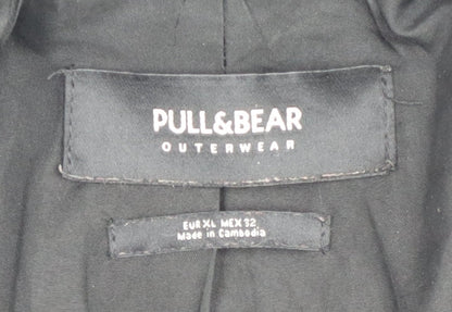 Pull & Bear Women's Black Overcoat XL