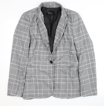 Stradivarius Women's Grey Check Blazer Suit Jacket Size 12