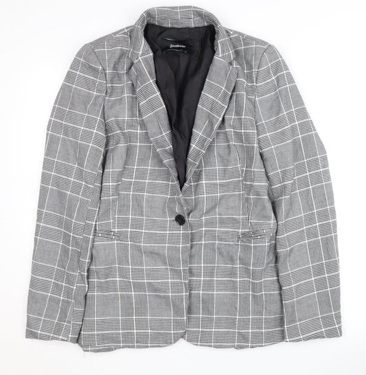Stradivarius Women's Grey Check Blazer Suit Jacket Size 12