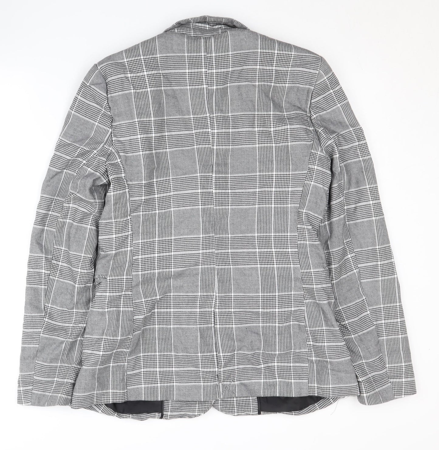 Stradivarius Women's Grey Check Blazer Suit Jacket Size 12