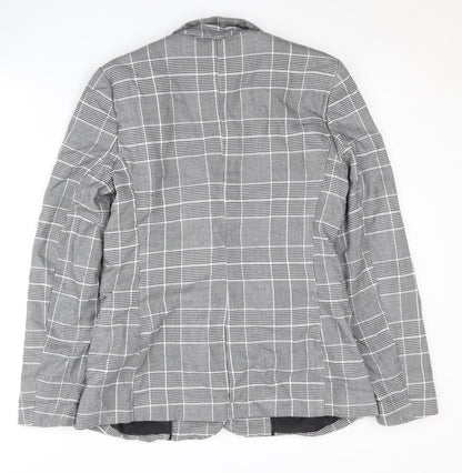Stradivarius Women's Grey Check Blazer Suit Jacket Size 12