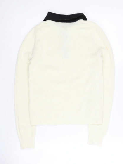 MNG Women's Ivory Collared Long Sleeve Jumper
