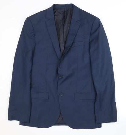 Mens UK Size 40 River Island Regular Blue Suit Jacket