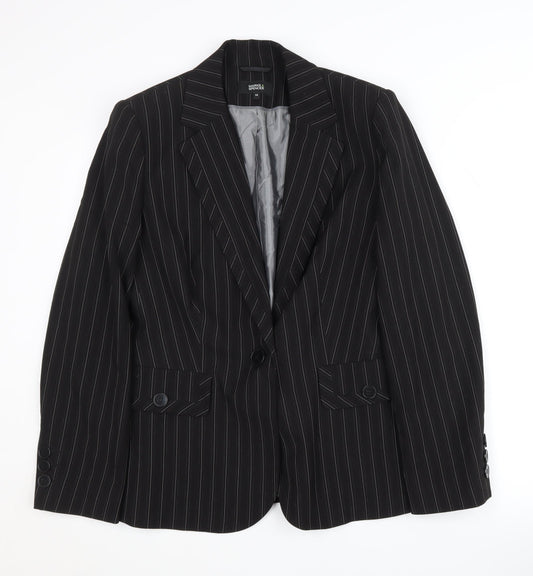 Marks and Spencer Women's Black Pinstripe Blazer UK 14