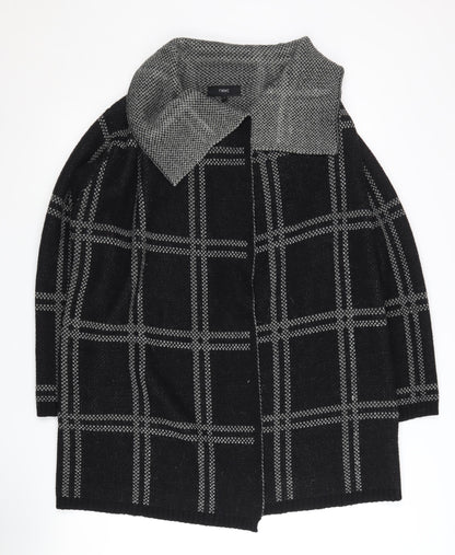 Next Women's Black Check Collared Open Front Cardigan, Size L