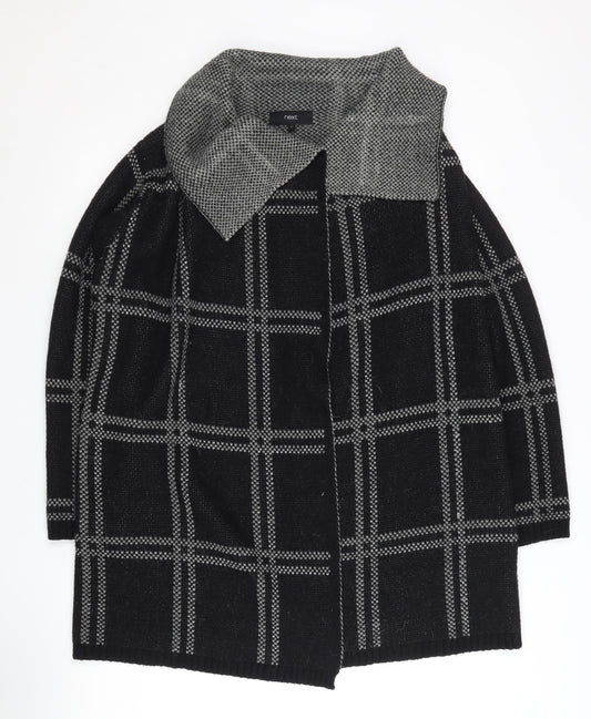 Next Women's Black Check Collared Open Front Cardigan, Size L