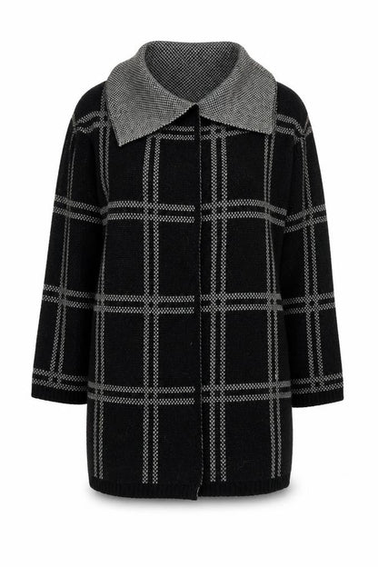 Next Women's Black Check Collared Open Front Cardigan, Size L