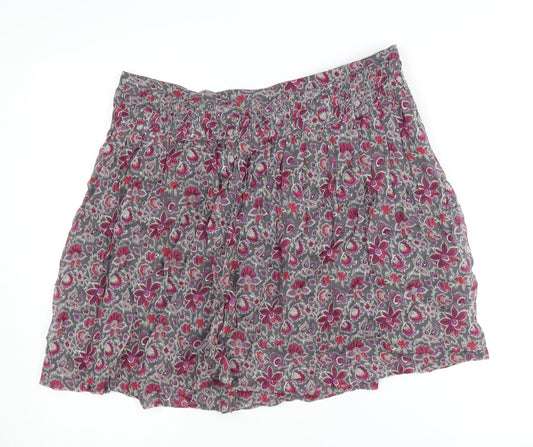 Monsoon Women's Grey Floral A-Line Skirt, Size 12