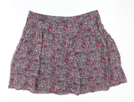 Monsoon Women's Grey Floral A-Line Skirt, Size 12