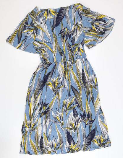 Cupshe Women’s Blue Floral V-Neck Dress M