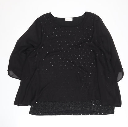 Womens UK Size XL Anna Rose Black Basic Blouse