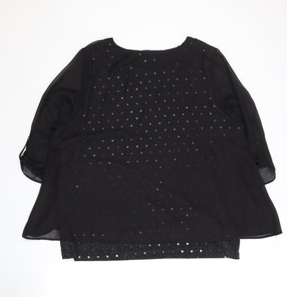 Womens UK Size XL Anna Rose Black Basic Blouse