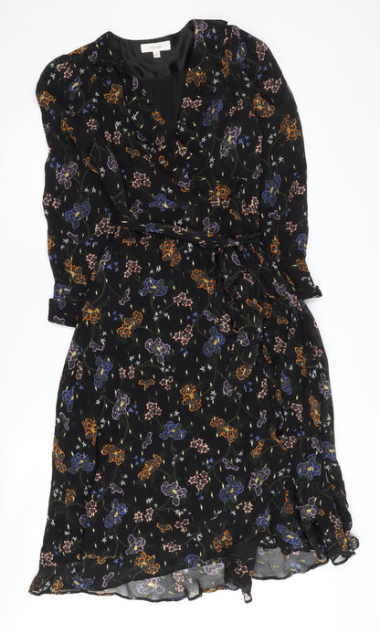 Marks and Spencer Floral Black Dress Women Size 8
