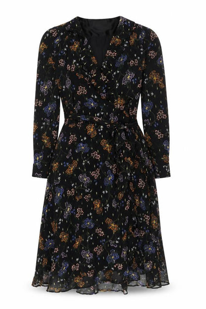 Marks and Spencer Floral Black Dress Women Size 8