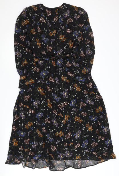 Marks and Spencer Floral Black Dress Women Size 8