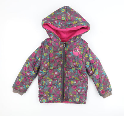 La Compagnie des Petits Girls' Floral Puffer Jacket, 3 Years