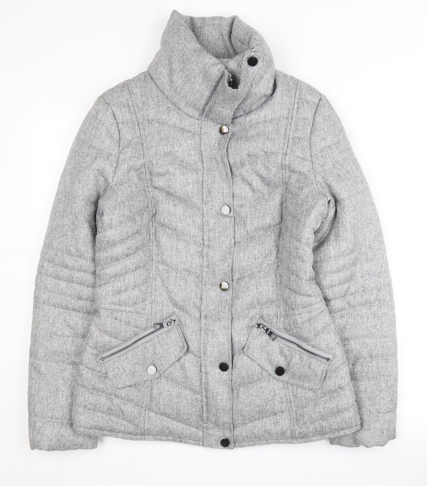 Next Women's Grey Puffer Jacket Size 8
