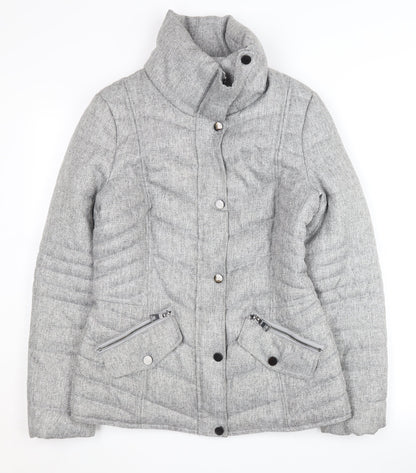 Next Women's Grey Puffer Jacket Size 8