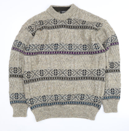 St Michael Men's Beige Medium Cable-Knit Pullover Jumper