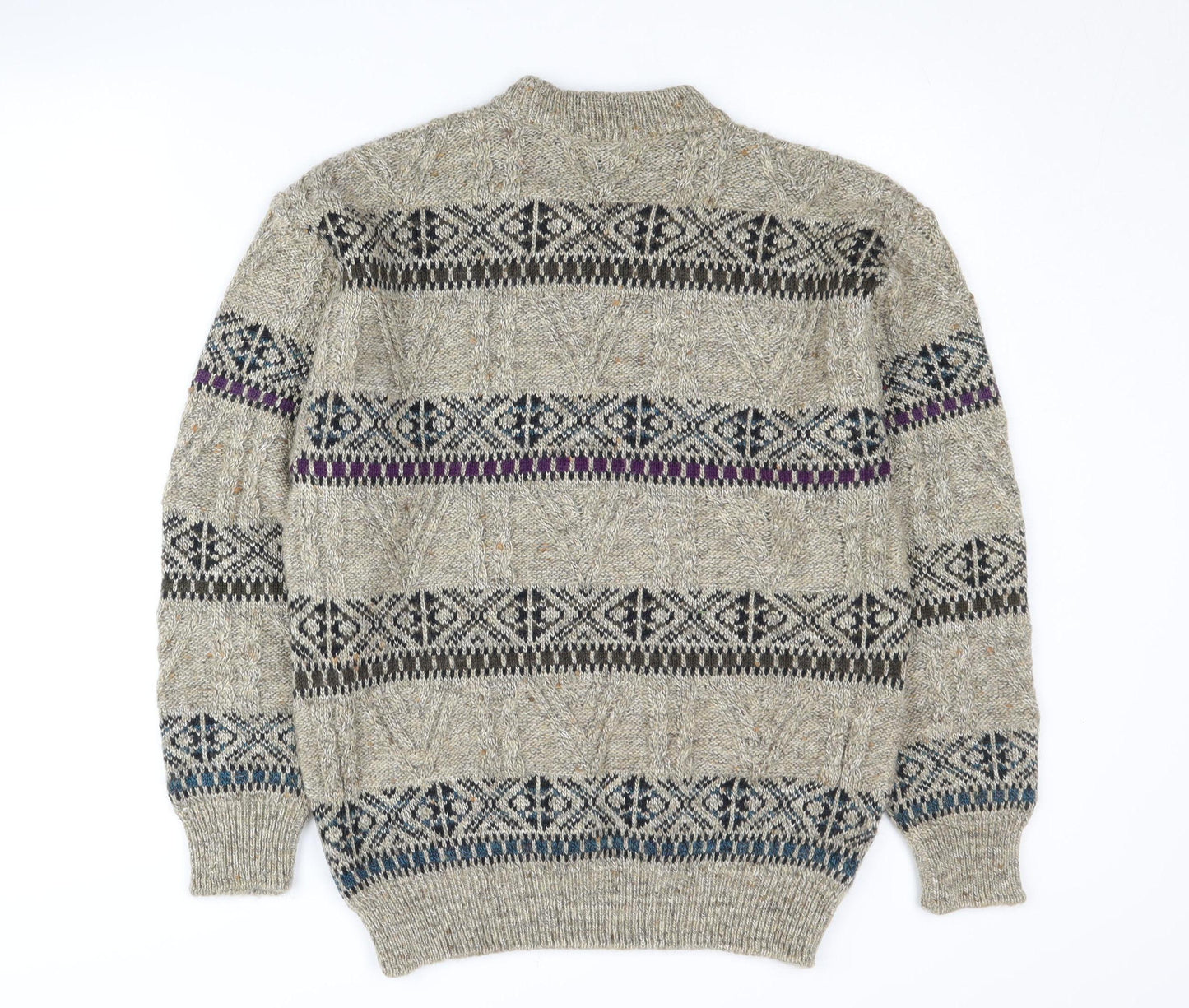 St Michael Men's Beige Medium Cable-Knit Pullover Jumper