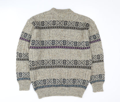 St Michael Men's Beige Medium Cable-Knit Pullover Jumper